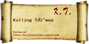Kolling Tímea névjegykártya